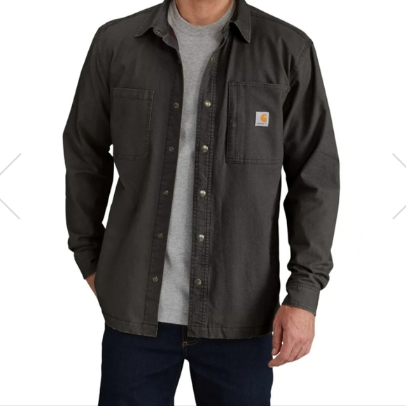 Carhartt Rugged Flex Relaxed Fit Shirt Jacket 102851 Fleece Lined M - Picture 8 of 16